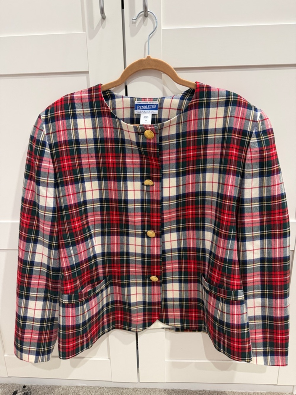 Pendleton 100% wool tartan plaid lady jacket/blazer
